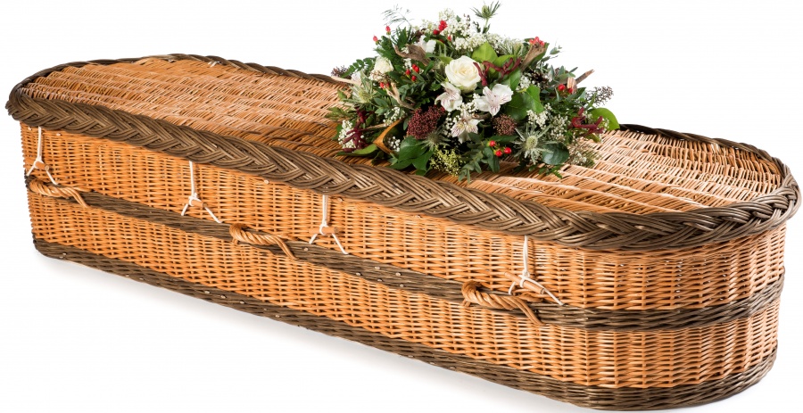 English Willow Rounded Coffin in Brown